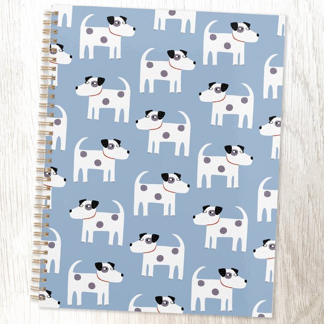 Parson Jack Russell Terrier Dog Pattern Blue Planner (Jack Russell Parson Terrier dog pattern planner)
