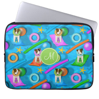 Parson Jack Russell Terrier dog pool party pattern Laptop Sleeve