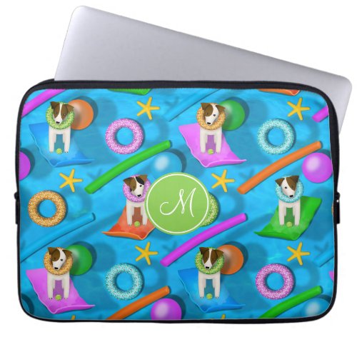 Parson Jack Russell Terrier dog pool party pattern Laptop Sleeve