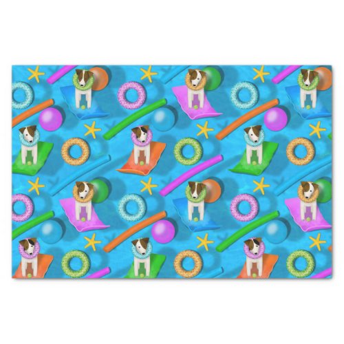 Parson Jack Russell Terrier dog pool party pattern Tissue Paper