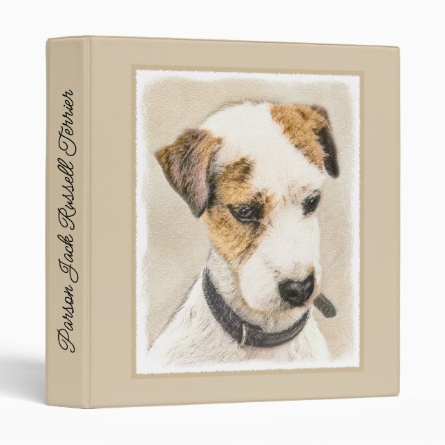Parson Jack Russell Terrier Painting - Dog Art Bin 3 Ring Binder (Front/Spine)