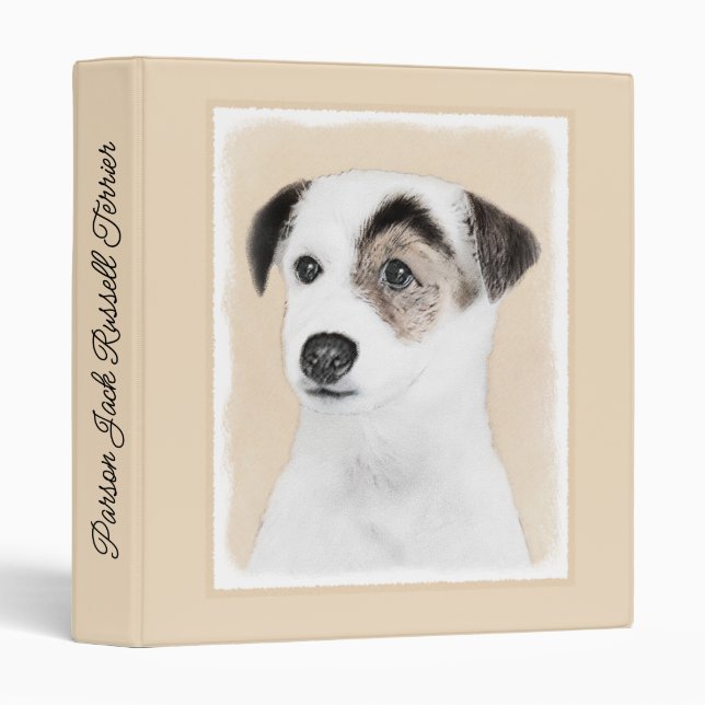 Parson Jack Russell Terrier Painting - Dog Art Bin 3 Ring Binder (Front/Spine)