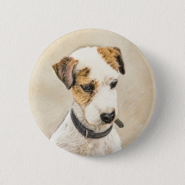 Parson Jack Russell Terrier Painting - Dog Art Button (Front)