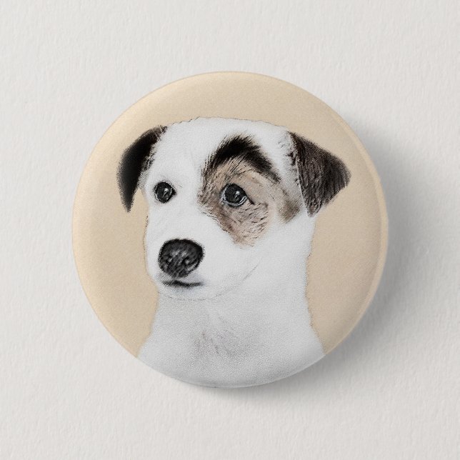 Parson Jack Russell Terrier Painting - Dog Art Button (Front)