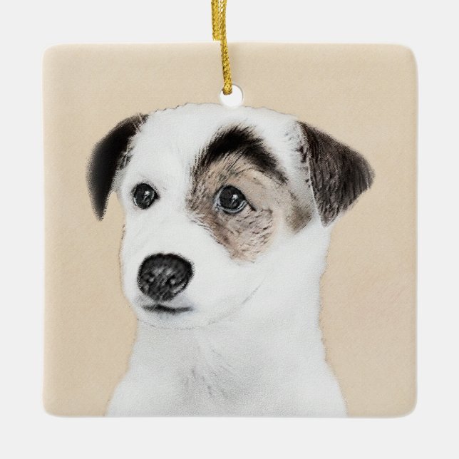 Parson Jack Russell Terrier Painting - Dog Art Ceramic Ornament (Front)