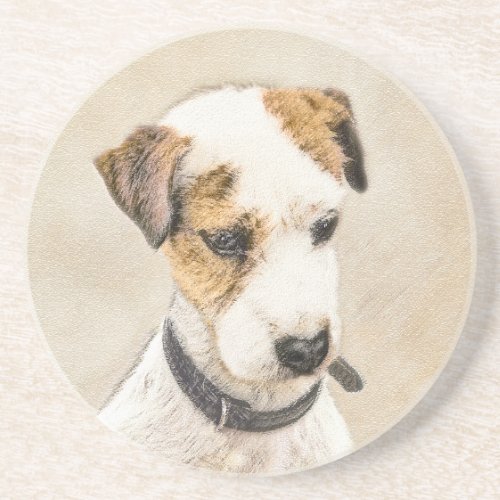 Parson Jack Russell Terrier Painting _ Dog Art Coaster