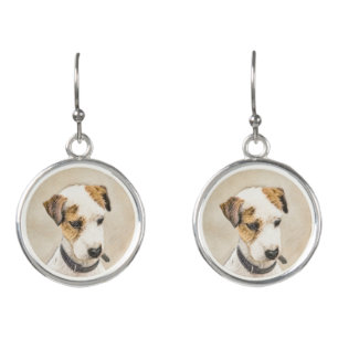 Parson Jack Russell Terrier Painting - Dog Art Earrings