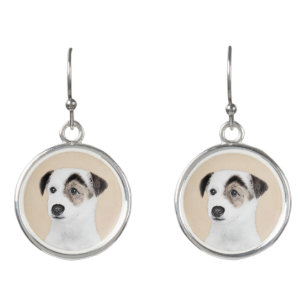 Parson Jack Russell Terrier Painting - Dog Art Earrings