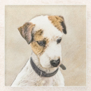 Parson Jack Russell Terrier Painting - Dog Art Glass Coaster