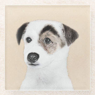 Parson Jack Russell Terrier Painting - Dog Art Glass Coaster