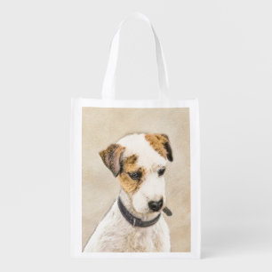 Parson Jack Russell Terrier Painting - Dog Art Grocery Bag