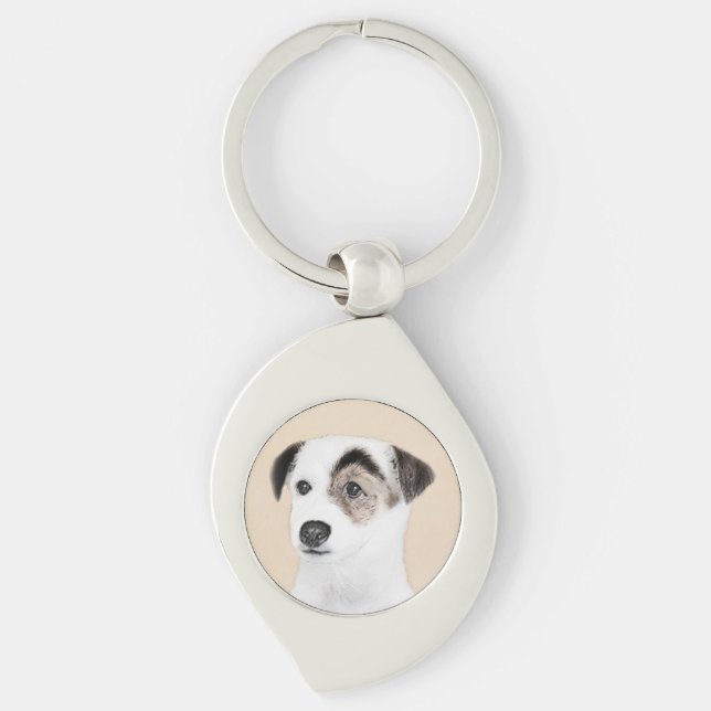 Parson Jack Russell Terrier Painting - Dog Art Keychain (Front)
