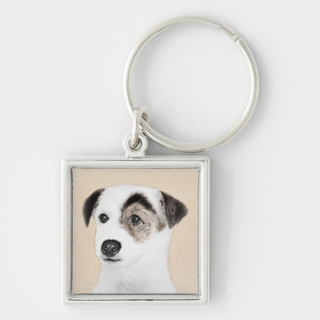 Parson Jack Russell Terrier Painting - Dog Art Keychain (Front)