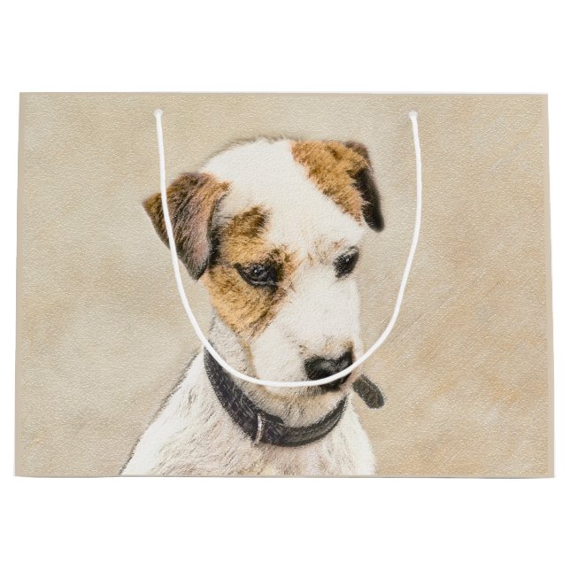 Parson Jack Russell Terrier Painting - Dog Art Large Gift Bag (Front)