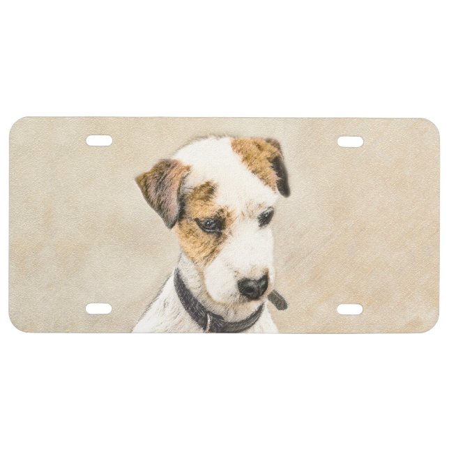 Parson Jack Russell Terrier Painting - Dog Art License Plate (Front)