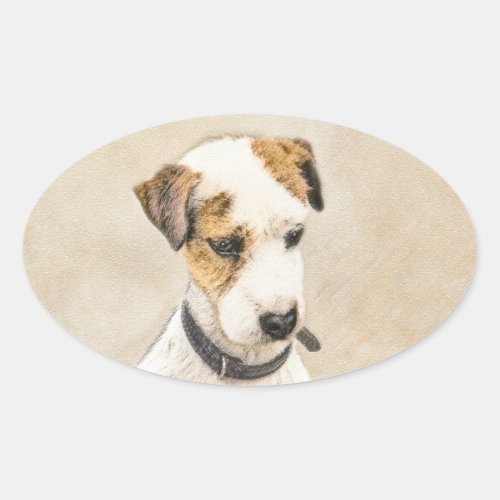 Parson Jack Russell Terrier Painting _ Dog Art Oval Sticker