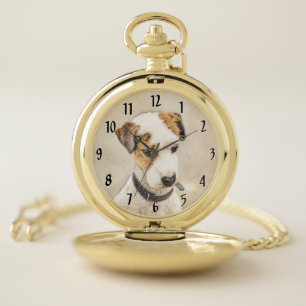 Parson Jack Russell Terrier Painting - Dog Art Pocket Watch