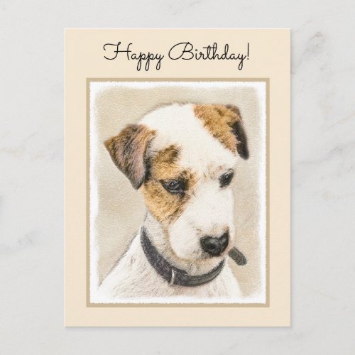 Parson Jack Russell Terrier Painting _ Dog Art Postcard