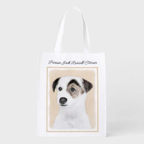 Parson Jack Russell Terrier Painting _ Dog Art Reu Grocery Bag