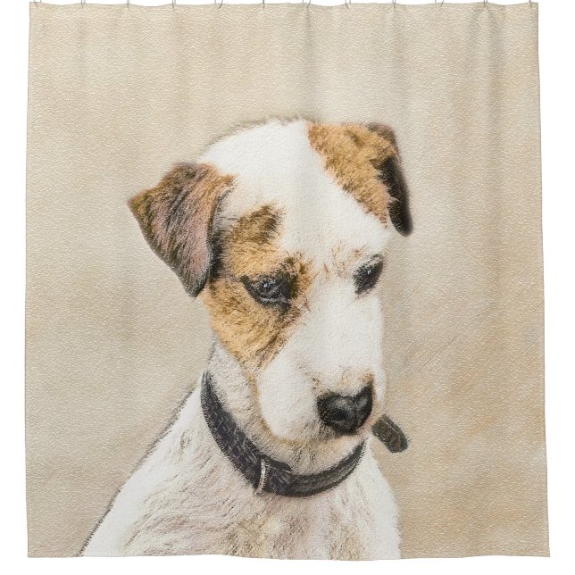 Parson Jack Russell Terrier Painting - Dog Art Shower Curtain (Front)