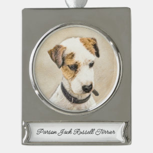 Parson Jack Russell Terrier Painting - Dog Art Sil Silver Plated Banner Ornament