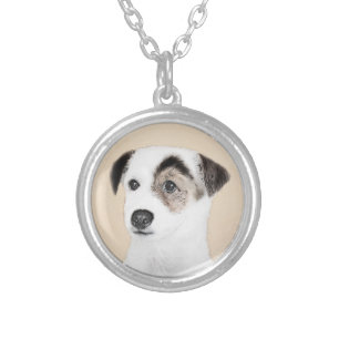 Parson Jack Russell Terrier Painting - Dog Art Silver Plated Necklace