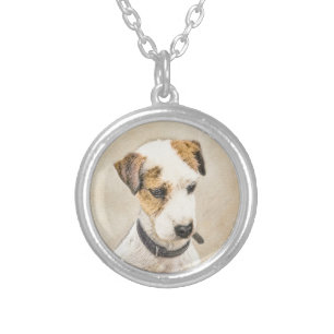 Parson Jack Russell Terrier Painting - Dog Art Silver Plated Necklace
