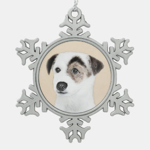 Parson Jack Russell Terrier Painting - Dog Art Snowflake Pewter Christmas Ornament