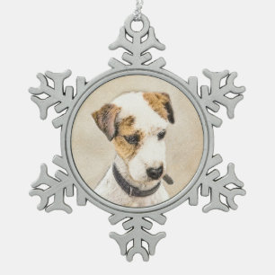 Parson Jack Russell Terrier Painting - Dog Art Snowflake Pewter Christmas Ornament