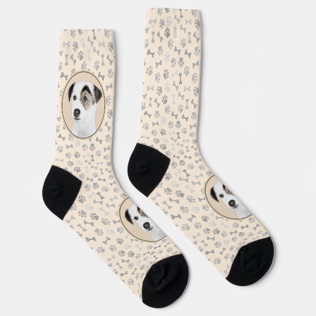 Parson Jack Russell Terrier Painting - Dog Art Socks (Right)