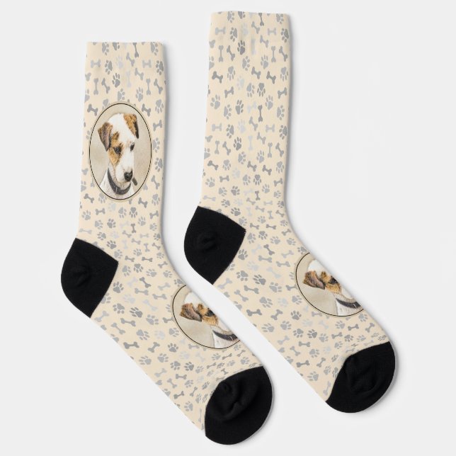 Parson Jack Russell Terrier Painting - Dog Art Socks (Right)