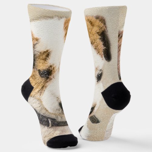 Parson Jack Russell Terrier Painting _ Dog Art Socks