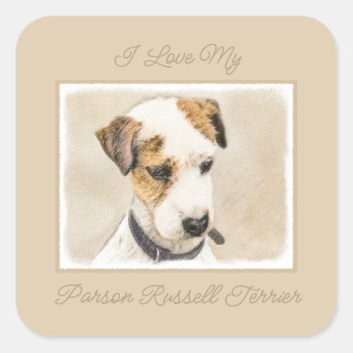 Parson Jack Russell Terrier Painting _ Dog Art Squ Square Sticker