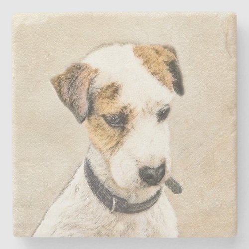 Parson Jack Russell Terrier Painting _ Dog Art Stone Coaster