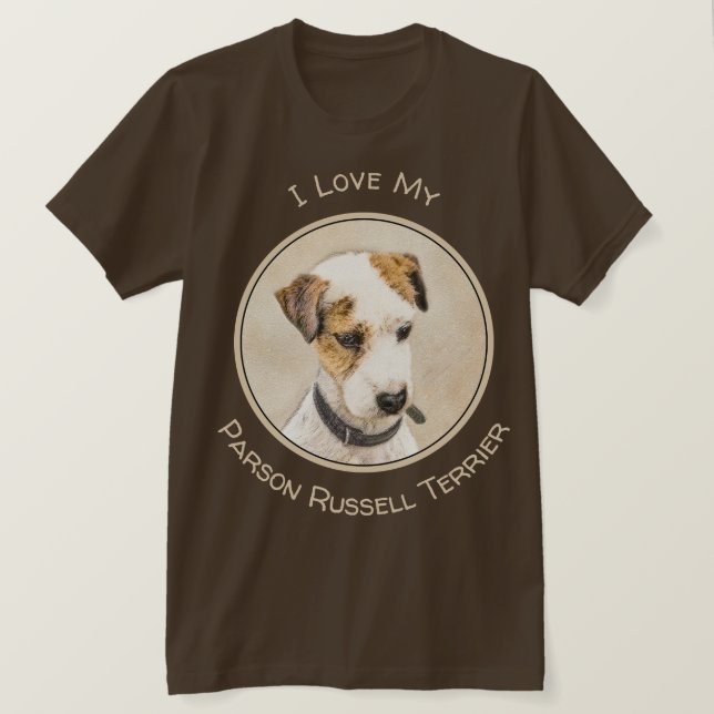 Parson Jack Russell Terrier Painting - Dog Art T-Shirt (Design Front)
