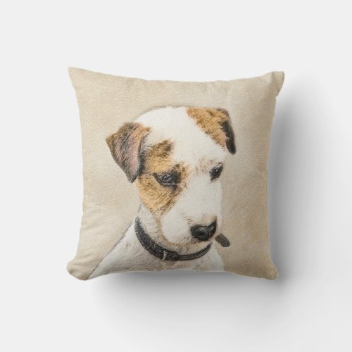 Parson Jack Russell Terrier Painting _ Dog Art Throw Pillow