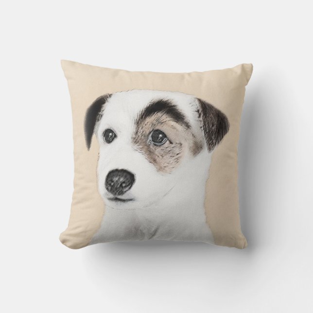 Parson Jack Russell Terrier Painting - Dog Art Throw Pillow (Front)