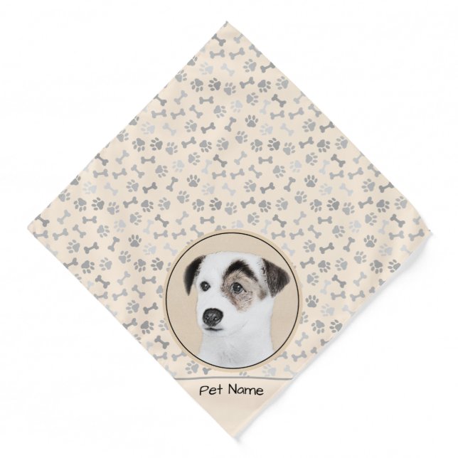 Parson Jack Russell Terrier Painting Pet Dog Art Bandana (Front)