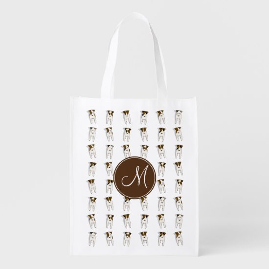 Parson Jack Russell Terrier pattern monogrammed Grocery Bag