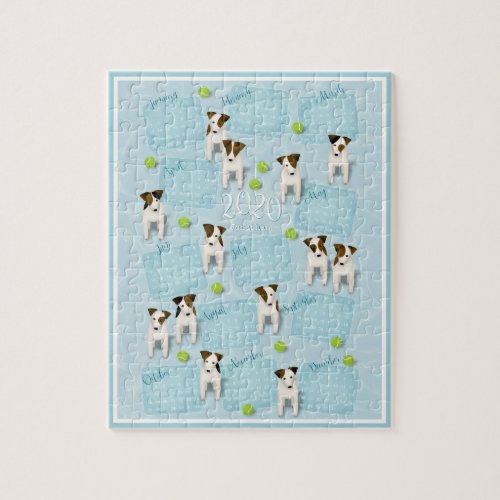 Parson Jack Russell Terriers blue 2020 calendar Jigsaw Puzzle