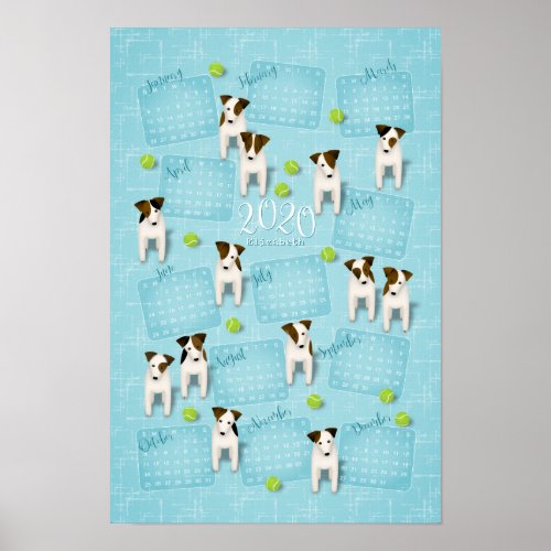 Parson Jack Russell Terriers blue 2020 calendar Poster