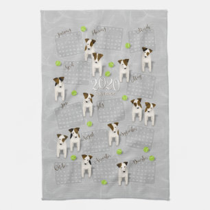 Parson Jack Russell Terriers gray 2020 calendar Kitchen Towel