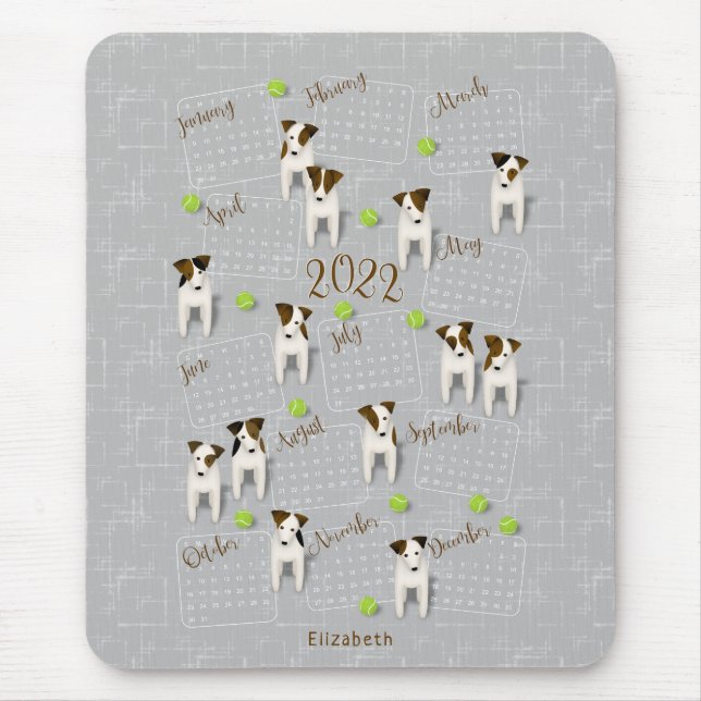 Parson Jack Russell Terriers gray 2022 calendar Mouse Pad (Front)