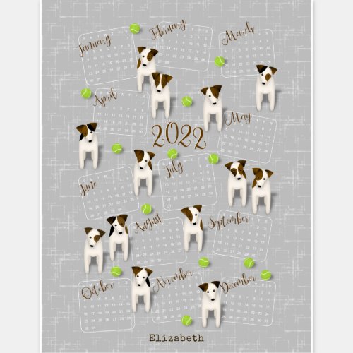 Parson Jack Russell Terriers gray 2022 calendar Sticker