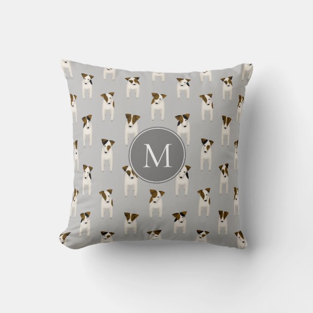 Parson Jack Russell Terriers pattern gray Throw Pillow (Front)