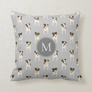 Parson Jack Russell Terriers pattern gray Throw Pillow