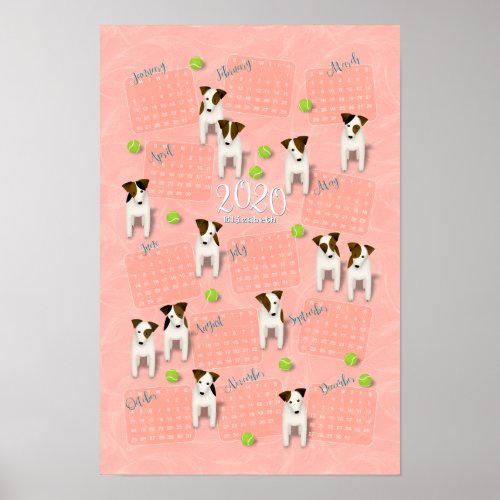 Parson Jack Russell Terriers peach 2020 calendar Poster