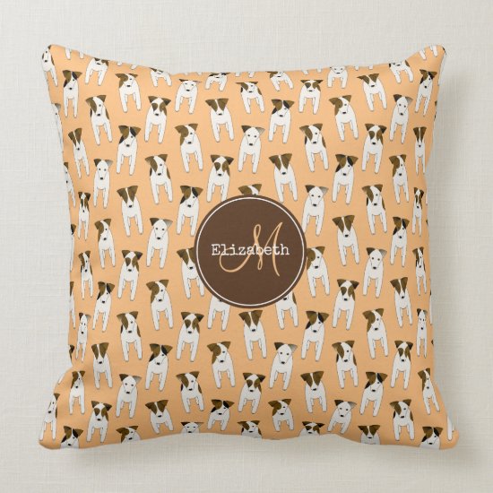 Parson / Jack Russell Terriers peach or ANY color Throw Pillow