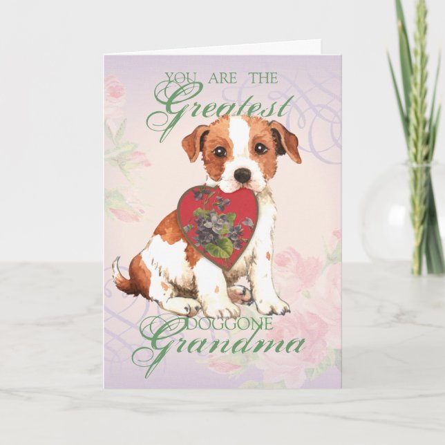 Parson Russell Heart Grandma Card (Front)