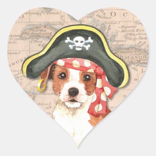 Parson Russell Pirate Heart Sticker